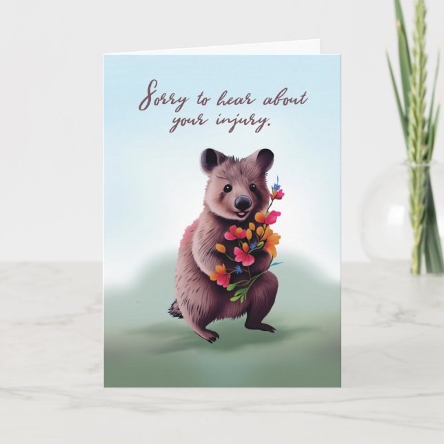 Feel Better after Injury Bear Hug with Flowers Card (Front)