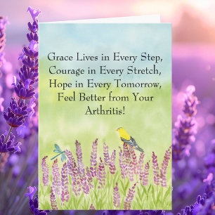 Feel Better Arthritis Gold Finch With Lavender Card