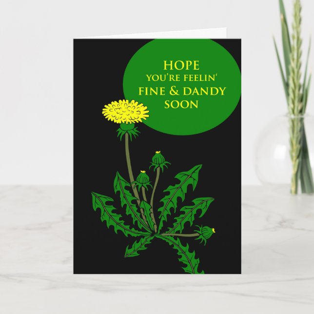 Feel Better, Get Well Dandelion Illustration Card (Front)