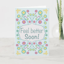 Feel Better Soon Floral & Soft Green Greeting Card