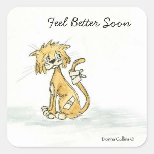 Feel Better Soon Kitty Square Sticker