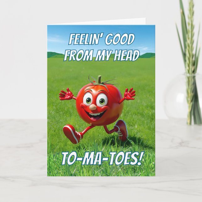 Feel Better Soon Tomato Pun Cartoon Card (Front)