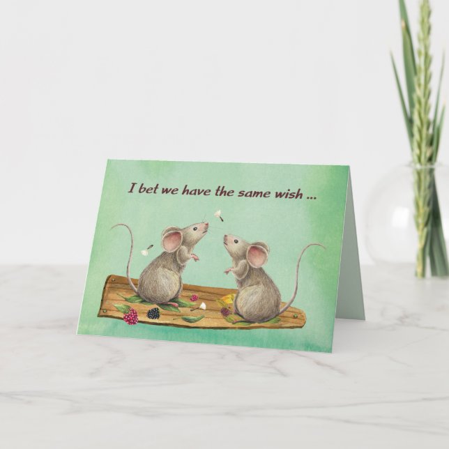 Feel Better Two Mice on Wood Log with Leaves Card (Front)