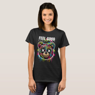 Feel Good Every Day – Colourful Graffiti Bear Stre T-Shirt