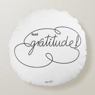 feel GRATITUDE - Bold CloudS Round Cushion