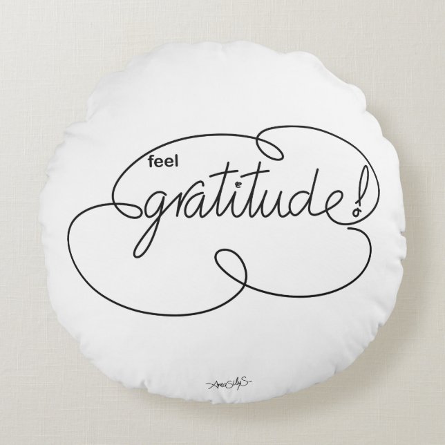 feel GRATITUDE - Bold CloudS Round Cushion (Front)