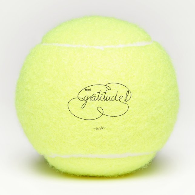 feel GRATITUDE - Bold CloudS Tennis Ball (Front)