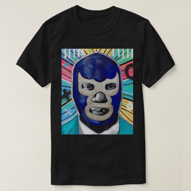 Feel-Ink Demon Blue Lucha Libre Mexican Wrestling  T-Shirt (Design Front)