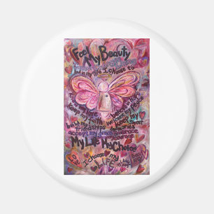 Feel My Beauty Pink Cancer Angel Magnet