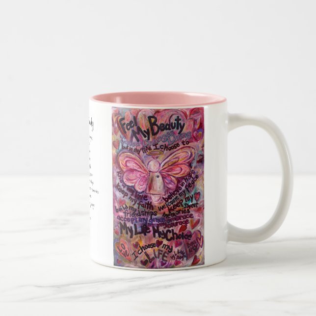 Feel My Beauty Pink Cancer Angel Mug (Right)