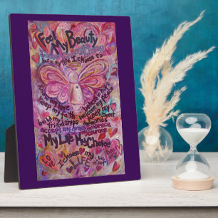Feel My Beauty Pink Cancer Angel Painting Plaque