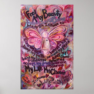Feel My Beauty Pink Cancer Angel Poster