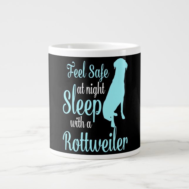 Feel safe ai night sleep with a rottweiler large coffee mug (Front)