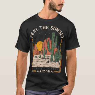 Feel Sunset Desert Vibes Arizona Mountain Cactus T-Shirt