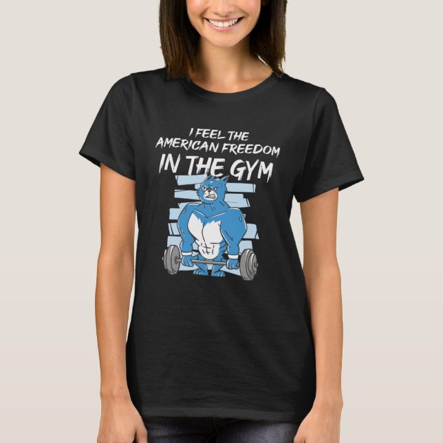 Feel the American Freedom in the Gym with this Cat T-Shirt (Front)