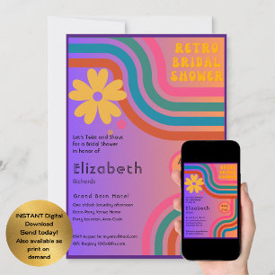 Feel The Beat! Cosmic Retro 70s Bridal Shower  Invitation