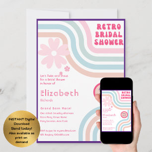 Feel The Beat! Cosmic Retro 70s Bridal Shower Invitation