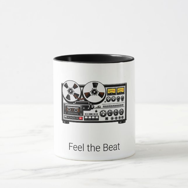 Feel the Beat Retro Audio Tape Coffee Mug (Center)