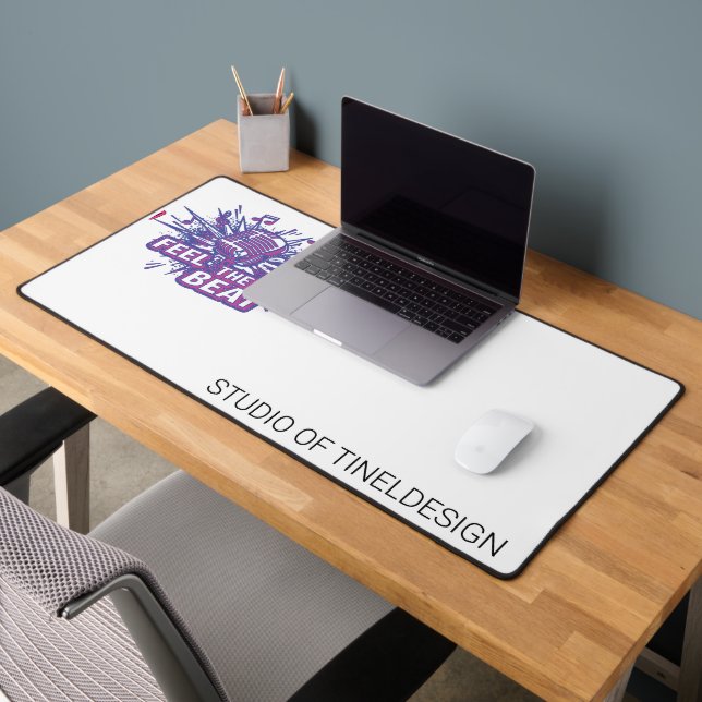 Feel the Beat | Retro Microphone Personalizable Mu Desk Mat (Office 2)