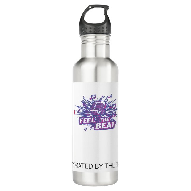 Feel the Beat | Retro Microphone Personalized Stai 710 Ml Water Bottle (Front)