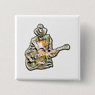 Feel the Blues – Artistic Guitar Design 15 Cm Square Badge