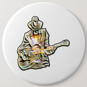 Feel the Blues – Artistic Guitar Design 6 Cm Round Badge