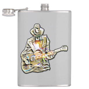 Feel the Blues – Artistic Guitar Design Hip Flask