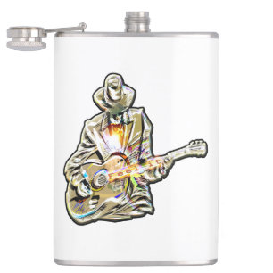 Feel the Blues – Artistic Guitar Design Hip Flask