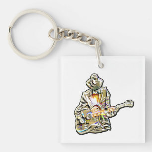 Feel the Blues – Artistic Guitar Design Key Ring