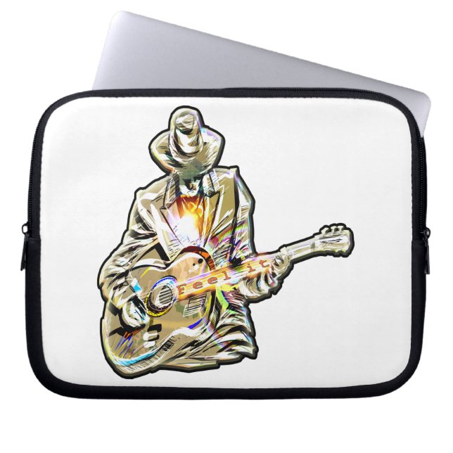 Feel the Blues – Artistic Guitar Design Laptop Sleeve (Front)