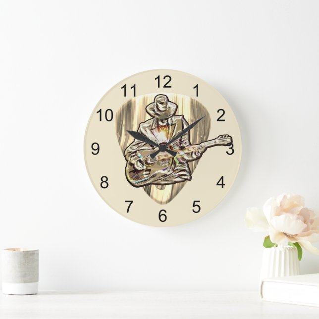 Feel the Blues – Artistic Guitar Design Large Clock (Home)