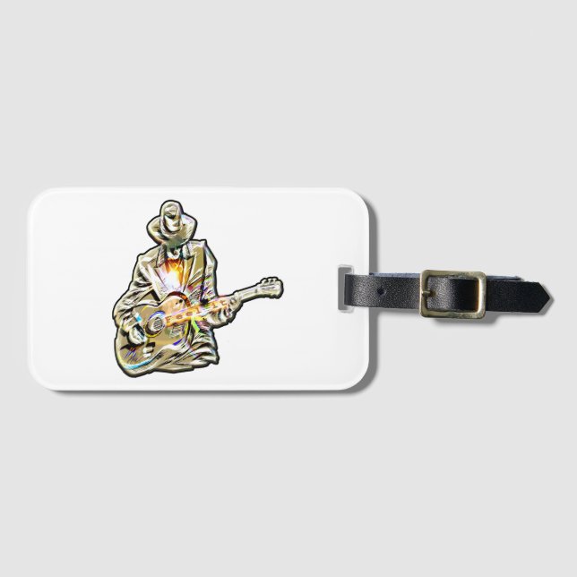 Feel the Blues – Artistic Guitar Design Luggage Tag (Front Horizontal)
