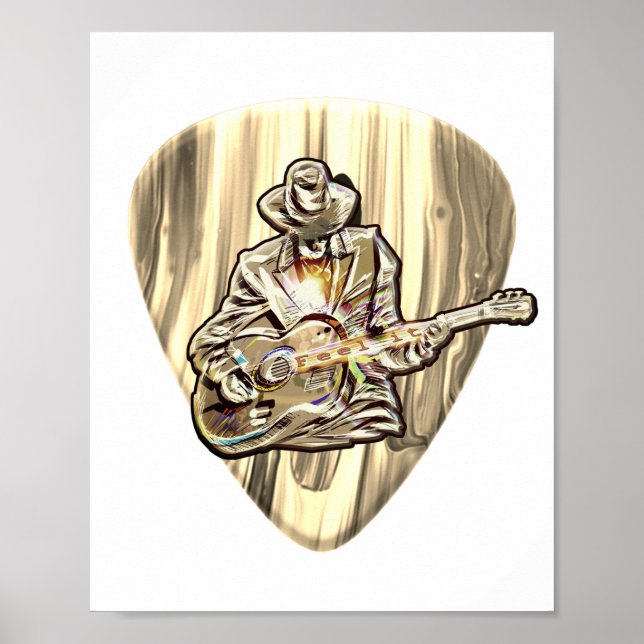 Feel the Blues – Artistic Guitar Design Poster (Front)