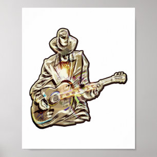 Feel the Blues – Artistic Guitar Design Poster