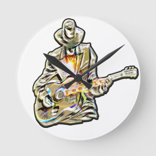 Feel the Blues – Artistic Guitar Design Round Clock