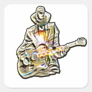Feel the Blues – Artistic Guitar Design Square Sticker