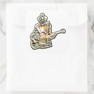 Feel the Blues – Artistic Guitar Design Square Sticker