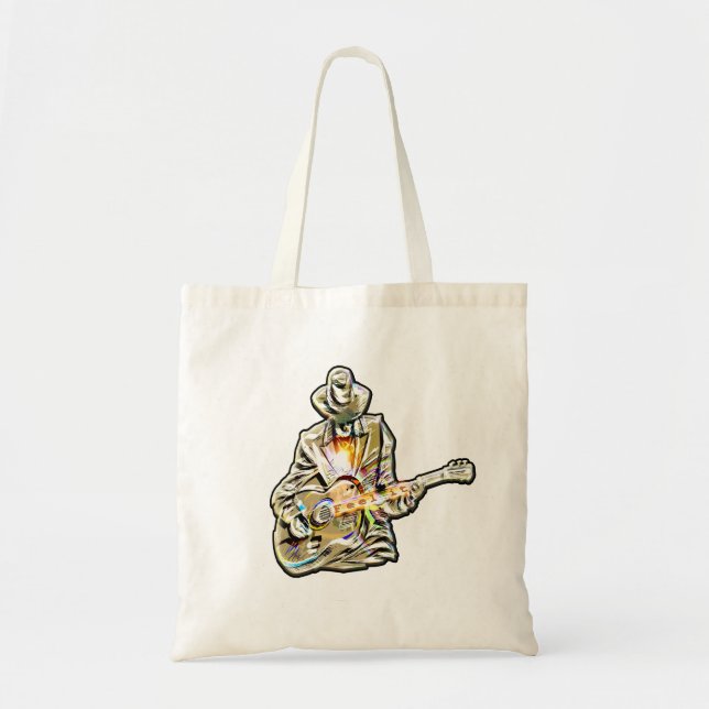 Feel the Blues – Artistic Guitar Design Tote Bag (Front)