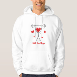 Feel the Burn Heart Workout Funny Gym Hoodie