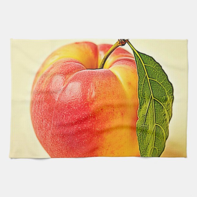 Feel the Fresh Peach Summer Vibe Design Tea Towel (Horizontal)