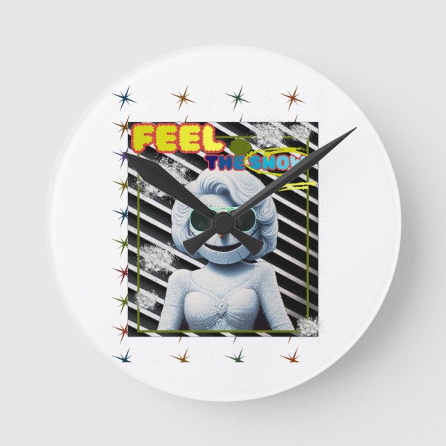 Feel the snow round clock (Front)