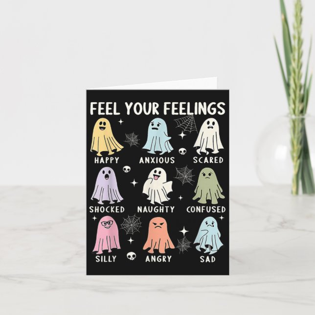 Feel Your Feeling Ghost Mental School Psychologist Card (Front)