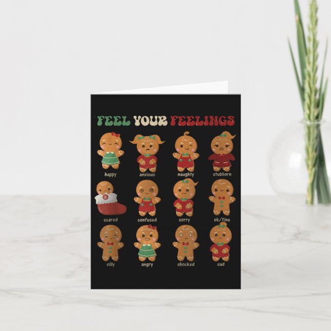 Feel Your Feelings Groovy Christmas Mental Health  Card (Front)