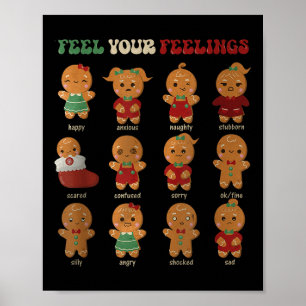 Feel Your Feelings Groovy Christmas Mental Health Poster