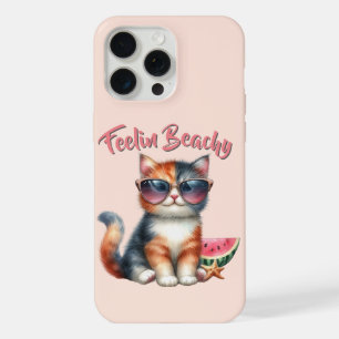 Feelin' Beachy Cat Purrfect  Vibes iPhone 15 Pro Max Case