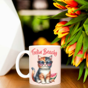 Feelin Beachy Cute Cat Coffee Mug