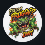 Feelin' Froggy? Leap! Angry frog clock<br><div class="desc">A bold and funny design featuring a wild, fiery frog ready to jump! Perfect for people who love humor, attitude, and unique graphic design</div>