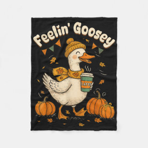Feelin Goosey Fall Goose Pumpkin Spice Coffee Latt Fleece Blanket
