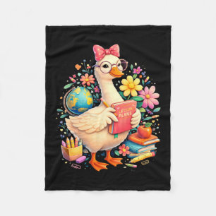 Feelin Goosey Teachin Loose Funny Teacher Goose Fleece Blanket