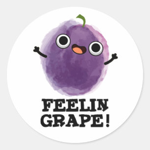 Feelin Grape Funny Fruit Pun Classic Round Sticker